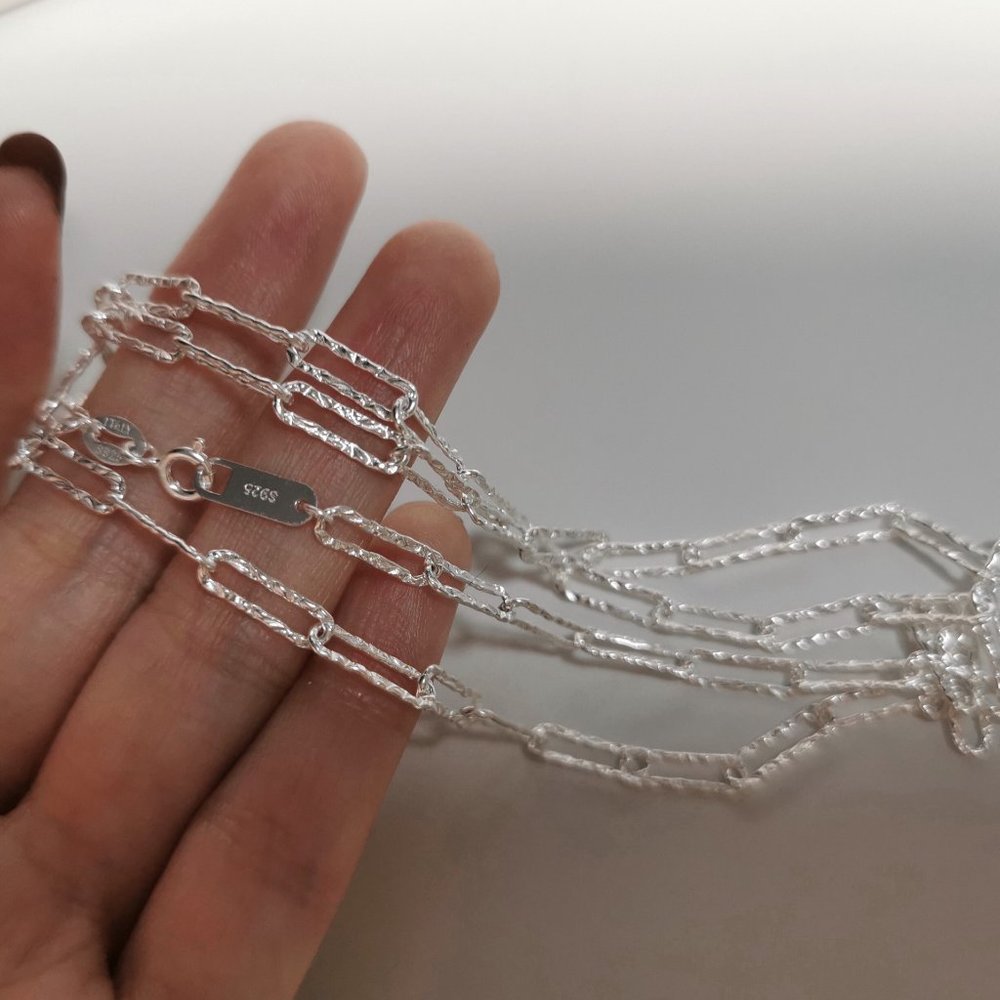 #NEW 925 Sterling Silver Shiny Link Chain Necklace - Picture 9 of 10